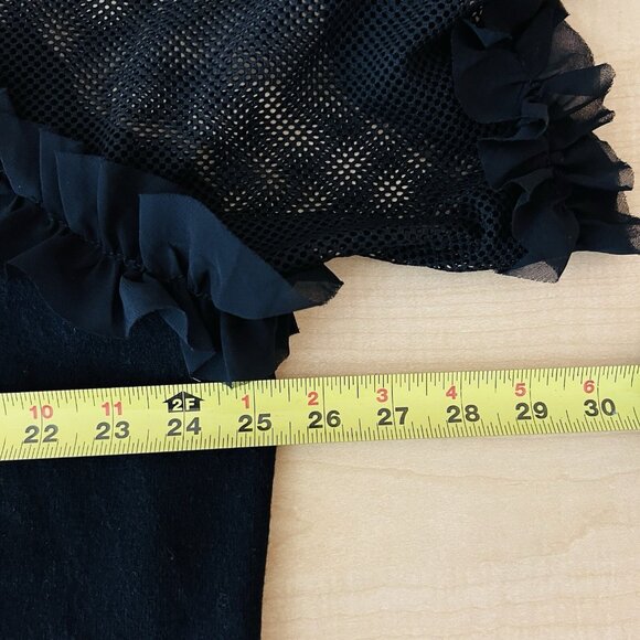 NWT Sioni Milano Women's Mesh Ruffle Shoulder Black Blouse Size 1X Luscious Knit - Picture 10 of 11